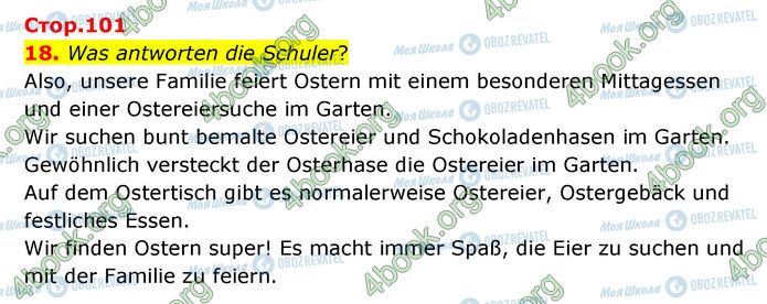 ГДЗ Німецька мова 6 клас сторінка Стр.101 (18)
