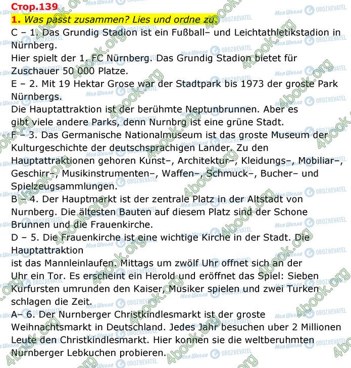 ГДЗ Німецька мова 6 клас сторінка Стр.139 (1)