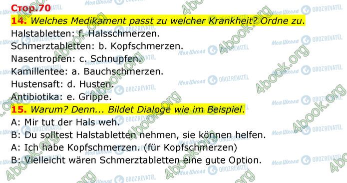 ГДЗ Немецкий язык 6 класс страница Стр.70 (14-15)