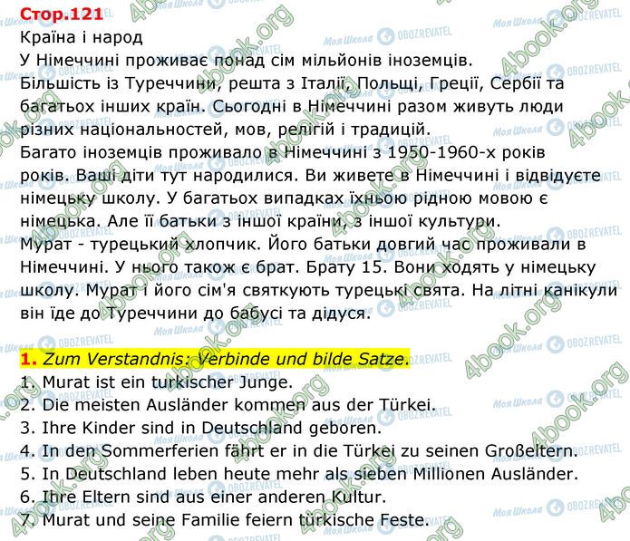 ГДЗ Німецька мова 6 клас сторінка Стр.121 (1)