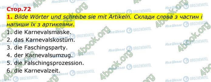 ГДЗ Німецька мова 6 клас сторінка Стр.72 (1)