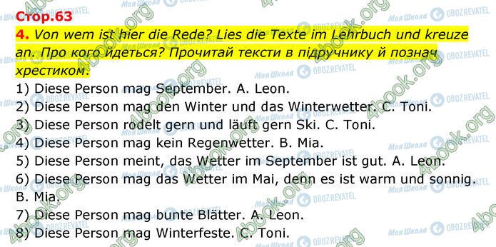 ГДЗ Немецкий язык 6 класс страница Стр.63 (4)
