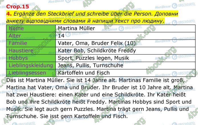 ГДЗ Німецька мова 6 клас сторінка Стр.15 (4)