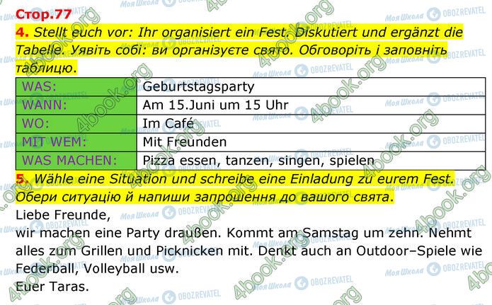 ГДЗ Німецька мова 6 клас сторінка Стр.77 (4-5)