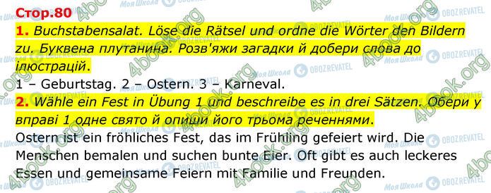 ГДЗ Німецька мова 6 клас сторінка Стр.80 (1-2)