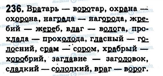 ГДЗ Російська мова 5 клас сторінка 236