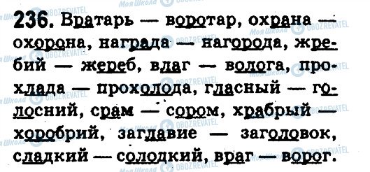 ГДЗ Російська мова 5 клас сторінка 236