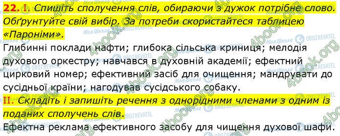 ГДЗ Українська мова 7 клас сторінка 22