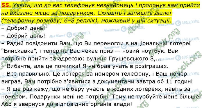 ГДЗ Українська мова 7 клас сторінка 55