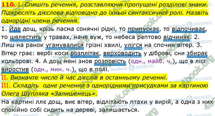 ГДЗ Українська мова 7 клас сторінка 110