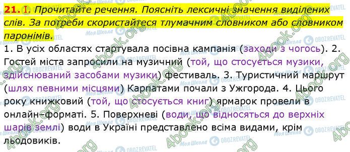 ГДЗ Українська мова 7 клас сторінка 21