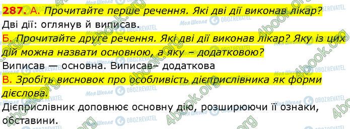 ГДЗ Українська мова 7 клас сторінка 287