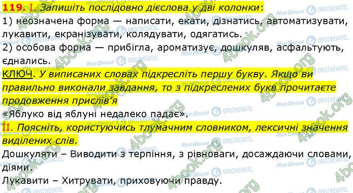 ГДЗ Українська мова 7 клас сторінка 119