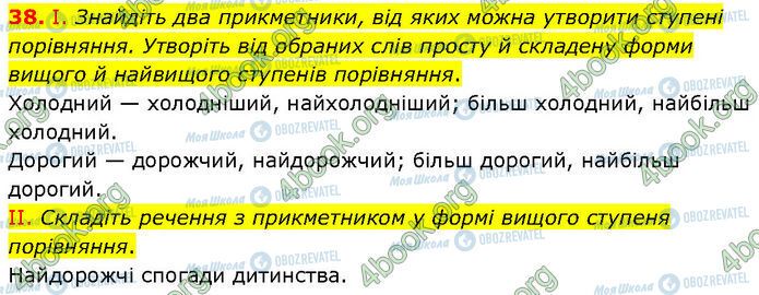 ГДЗ Українська мова 7 клас сторінка 38