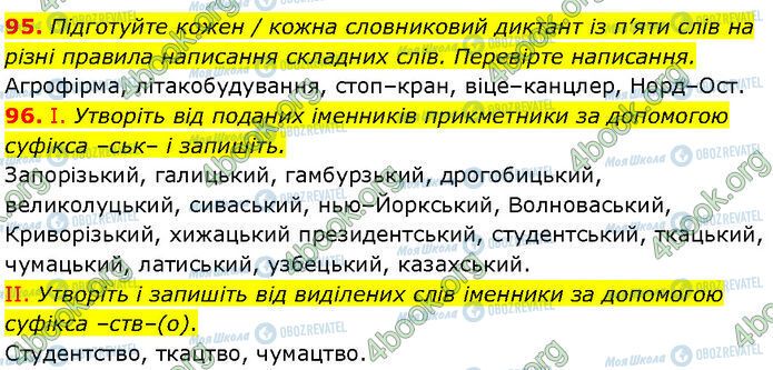 ГДЗ Українська мова 7 клас сторінка 95-96