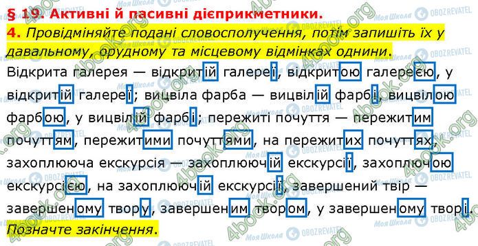 ГДЗ Укр мова 7 класс страница §.19 (4)