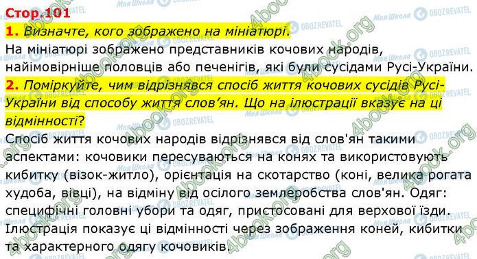 ГДЗ История Украины 7 класс страница Стр.101 (1-2)