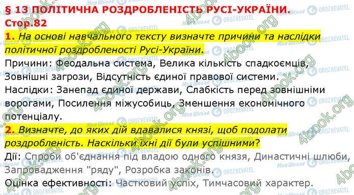 ГДЗ История Украины 7 класс страница Стр.82 (1-2)