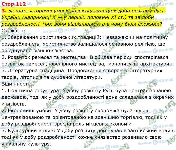 ГДЗ История Украины 7 класс страница Стр.112 (3)