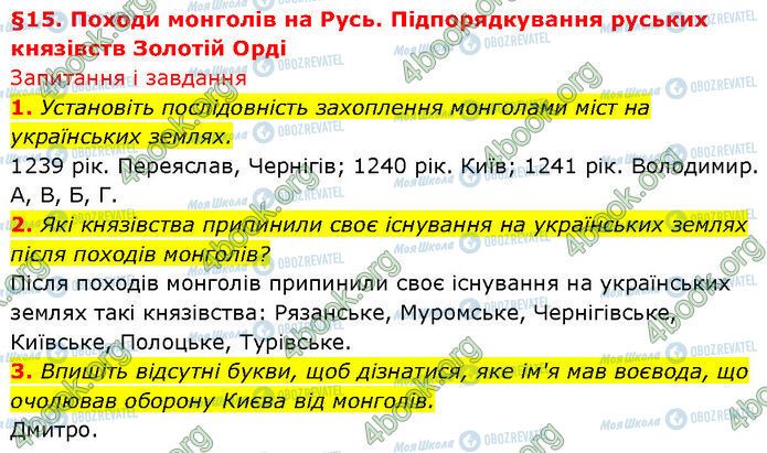 ГДЗ История Украины 7 класс страница §.15 (1-3)