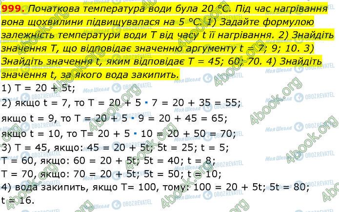 ГДЗ Алгебра 7 клас сторінка 999