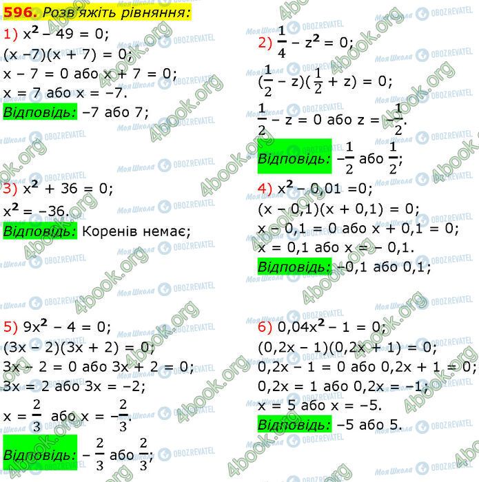 ГДЗ Алгебра 7 клас сторінка 596