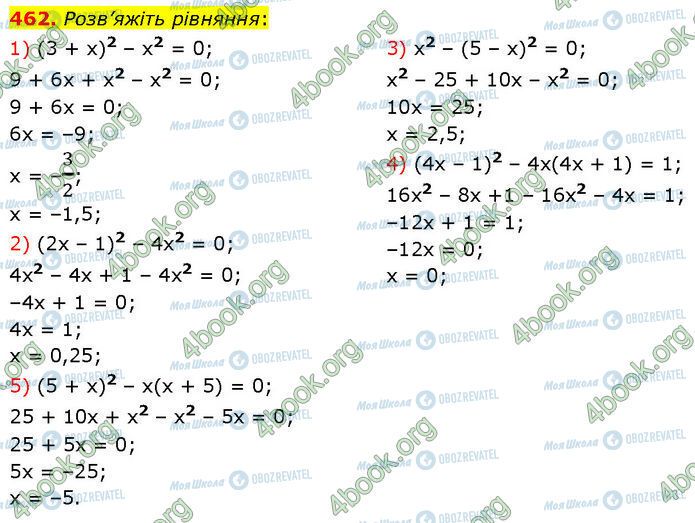 ГДЗ Алгебра 7 клас сторінка 462