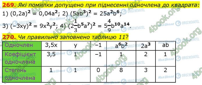 ГДЗ Алгебра 7 класс страница 269-270