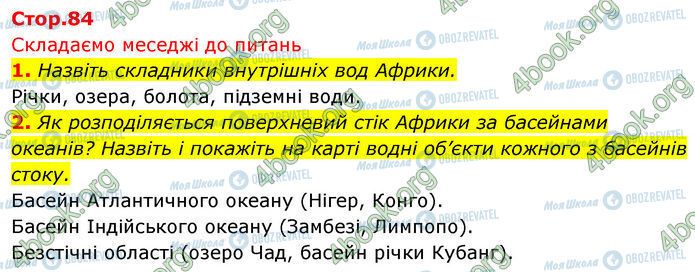 ГДЗ Географія 7 клас сторінка Стр.84 (1-2)