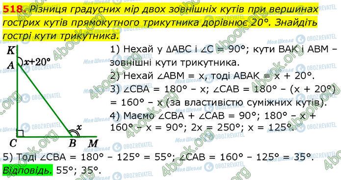 ГДЗ Геометрія 7 клас сторінка 518