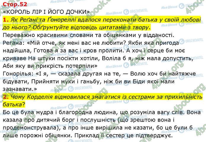 ГДЗ Зарубіжна література 7 клас сторінка Стр.52 (1-2)