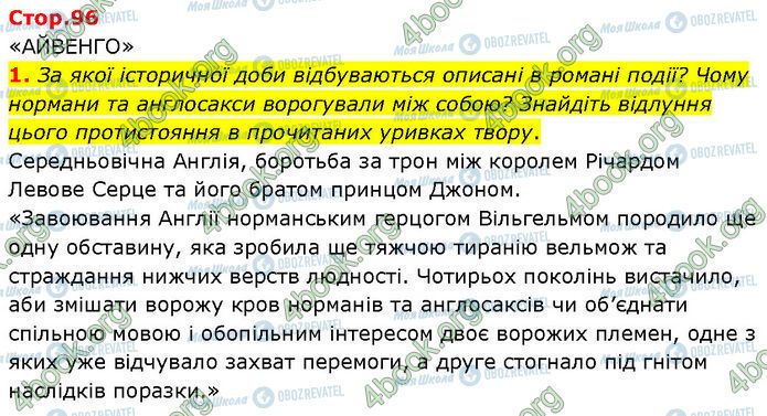 ГДЗ Зарубіжна література 7 клас сторінка Стр.96 (1)