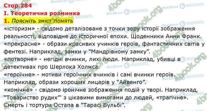 ГДЗ Зарубіжна література 7 клас сторінка Стр.284 (1)