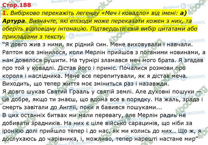 ГДЗ Зарубіжна література 7 клас сторінка Стр.188 (1)