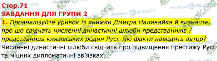 ГДЗ Історія України 7 клас сторінка Стр.71 (1)