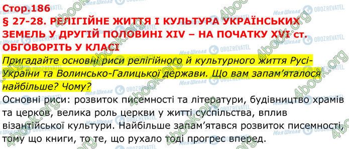ГДЗ Історія України 7 клас сторінка Стр.186 (1)