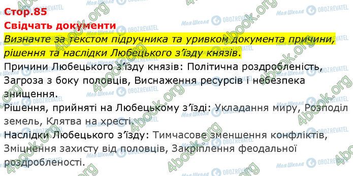 ГДЗ Історія України 7 клас сторінка Стр.85 (1)