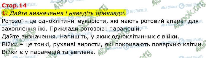 ГДЗ Біологія 7 клас сторінка Стр.14 (1)