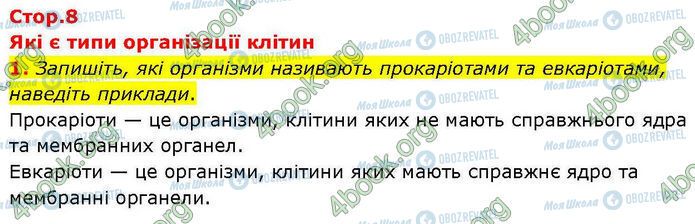 ГДЗ Біологія 7 клас сторінка Стр.8 (1)