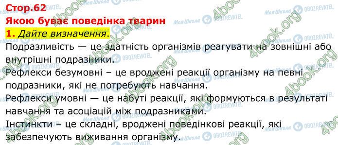 ГДЗ Биология 7 класс страница Стр.62 (1)