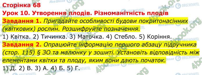 ГДЗ Біологія 7 клас сторінка Стр.68 (1-2)