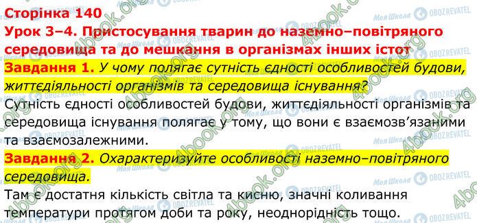 ГДЗ Биология 7 класс страница Стр.140 (1-2)