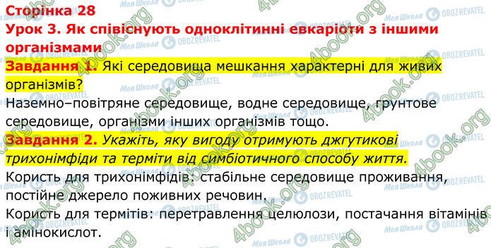 ГДЗ Биология 7 класс страница Стр.28 (1-2)
