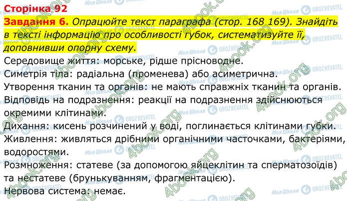 ГДЗ Біологія 7 клас сторінка Стр.92 (6)