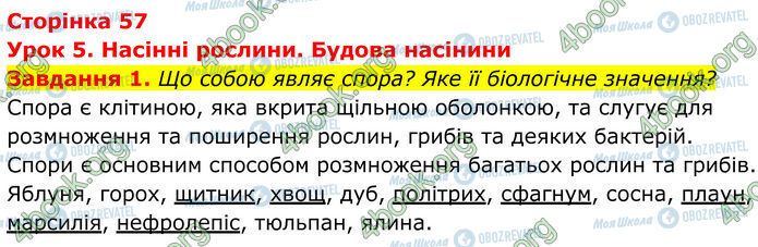 ГДЗ Біологія 7 клас сторінка Стр.57 (1)