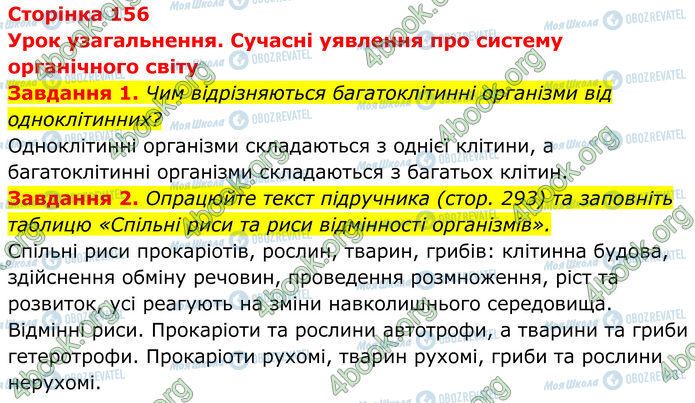 ГДЗ Биология 7 класс страница Стр.156 (1-2)