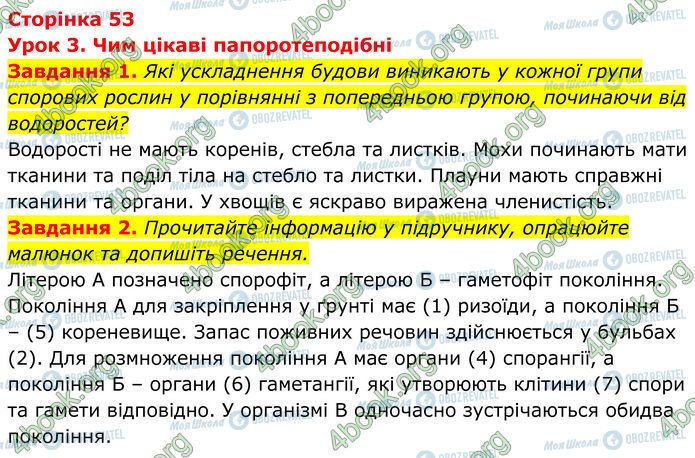 ГДЗ Біологія 7 клас сторінка Стр.53 (1-2)