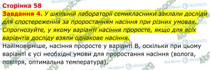 ГДЗ Біологія 7 клас сторінка Стр.58 (4)
