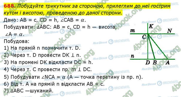 ГДЗ Геометрія 7 клас сторінка 688