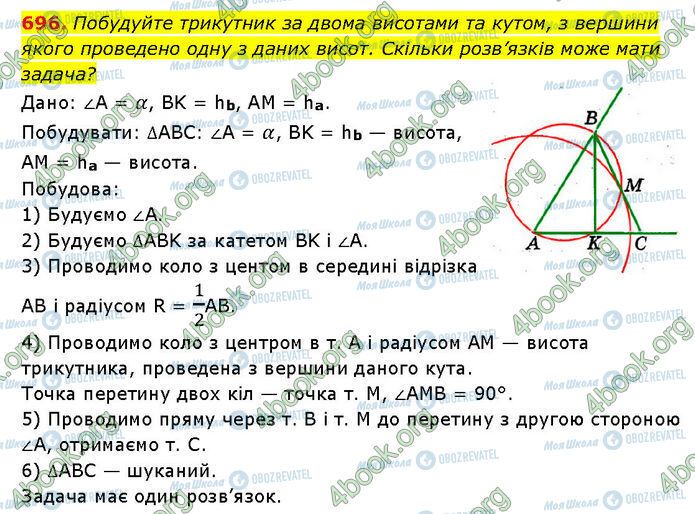 ГДЗ Геометрія 7 клас сторінка 696